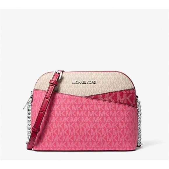 New Michael Kors Jet Set Travel Medium Dome Crossbody Dark Raspberry Multi - Picture 5 of 5